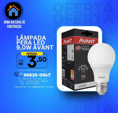 LÂMPADA PERA LED 9,0W AVANT